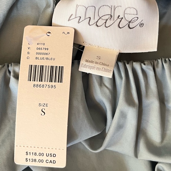 Anthropologie Mare Mare Sky Blue Off-Shoulder Top with Large Puffer Sleeves - Picture 6 of 6